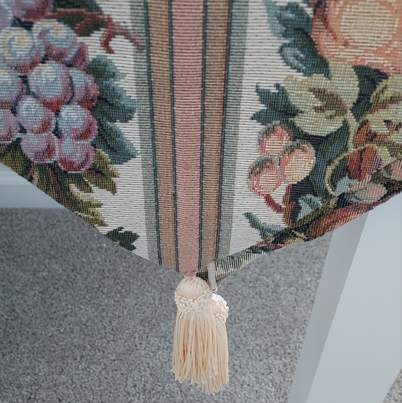 Fall Thanksgiving Table Runner  Tapestry Leaves Fruit Tassels 76 Inches - Picture 2 of 5